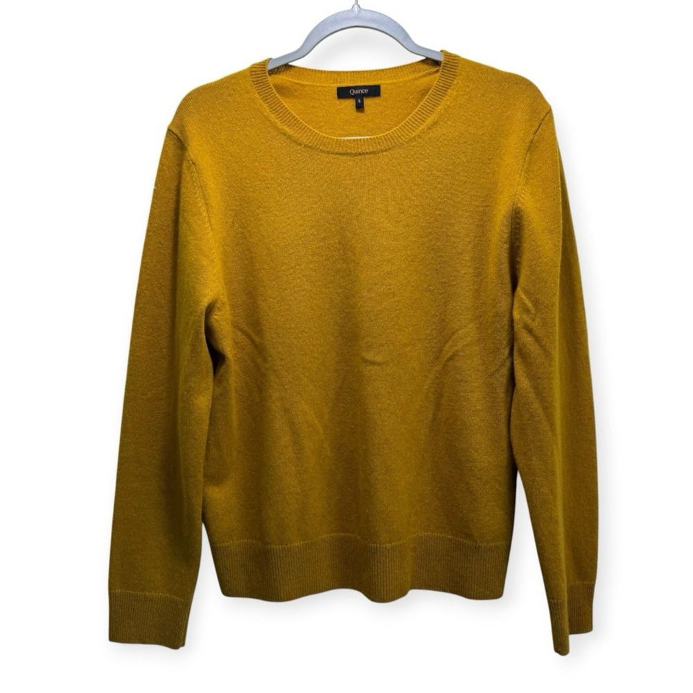 Quince Cashmere Spicy Mustard Quiet Luxury Relaxed Sweater Mustard Women L Light